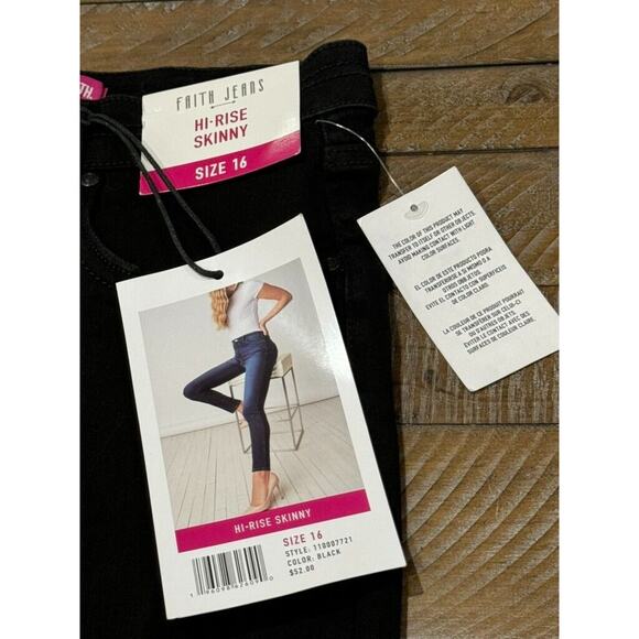 Faith Jeans Hi-Rise Skinny Jeans Pants New Dark Wash - Women's Size 16 - Picture 4 of 8